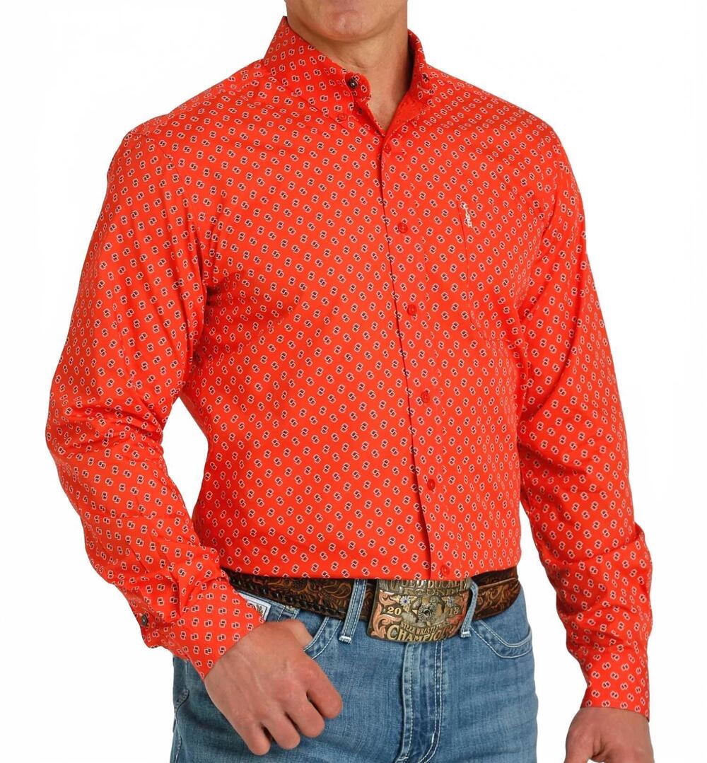 NEW CINCH western print button down shirt in red